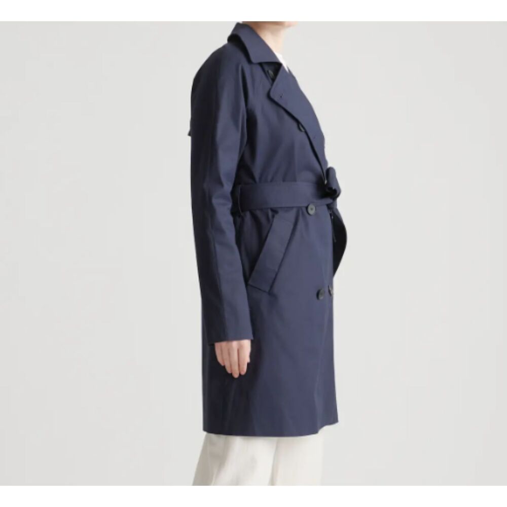 Quince Comfort Stretch Trench Coat Navy XL NWOT - Picture 2 of 5